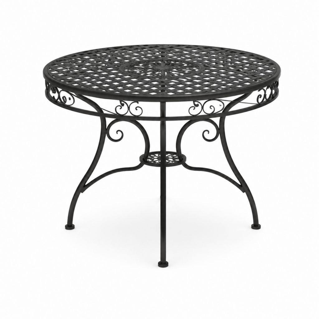 Tavolo da giardino rotondo nero in alluminio pressofuso Ø122 x 72 cm