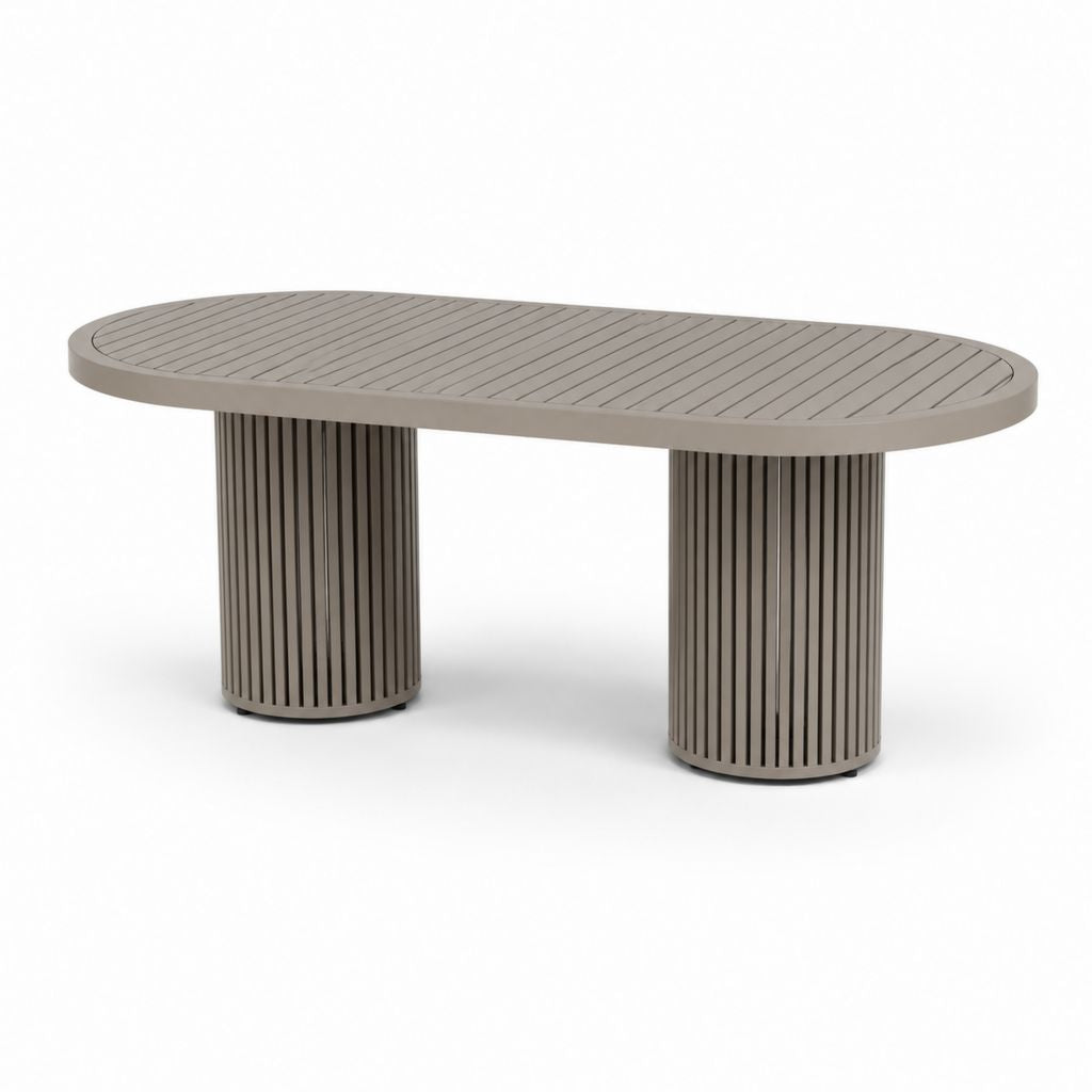 Tavolo da giardino ovale tortora in alluminio 220 x 100 x 75 cm
