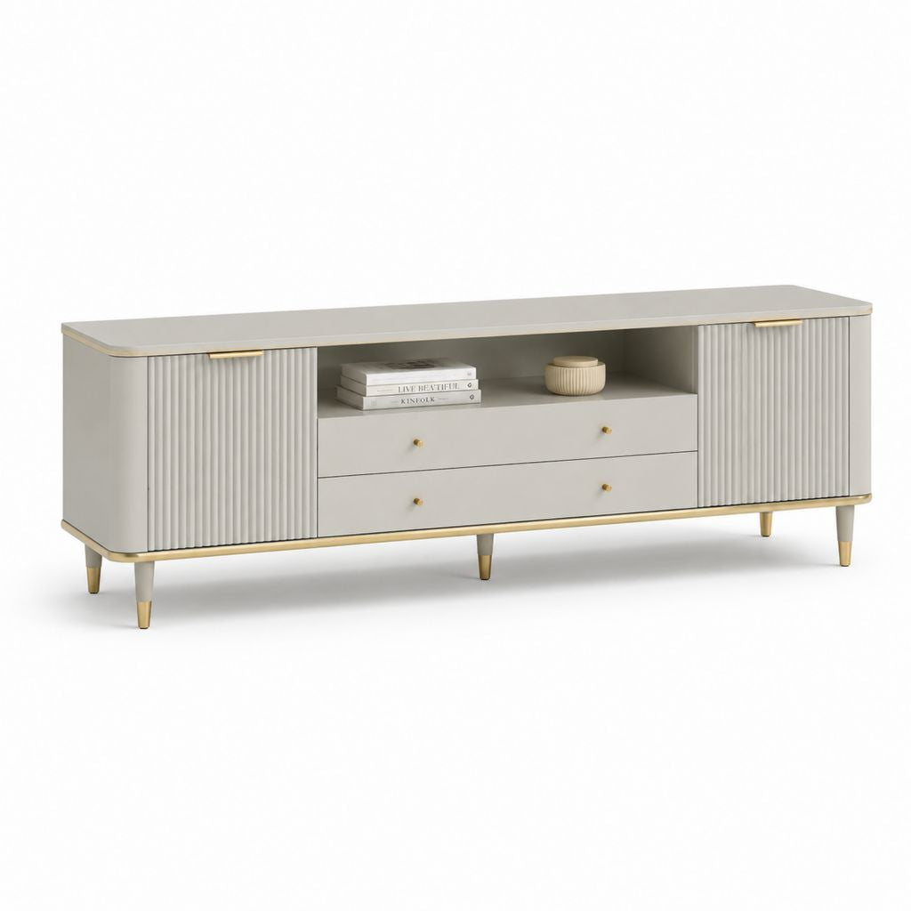 Mobile TV rettangolare grigio tortora in MDF 180 x 40 x 55 cm
