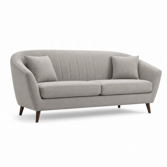 Divano 3 posti grigio in poliestere con schienale curvo 200 x 85 x 82 cm