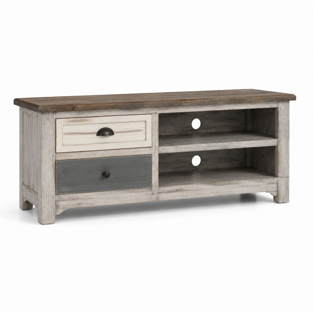 Mobile TV rettangolare grigio e marrone in MDF 120 x 40 x 60 cm