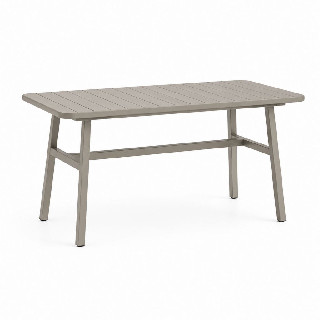 Tavolo da giardino rettangolare tortora in alluminio 160 x 90 x 75 cm