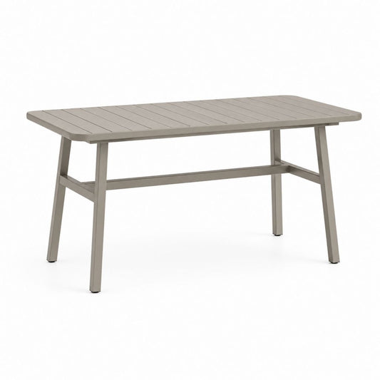 Tavolo da giardino rettangolare tortora in alluminio 160 x 90 x 75 cm