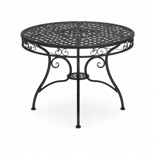 Tavolo da giardino rotondo nero in alluminio pressofuso Ø122 x 72 cm