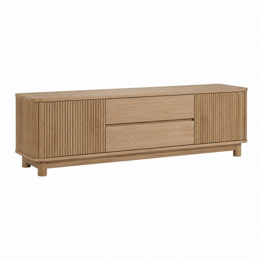 Mobile porta TV in rovere naturale con 2 ante e 2 cassetti 180 x 40 x 55 cm